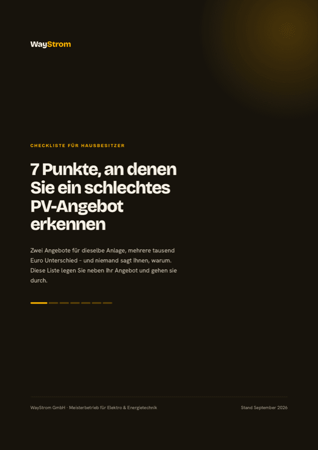 Deckblatt der Checkliste „7 Punkte, an denen Sie ein schlechtes PV-Angebot erkennen“